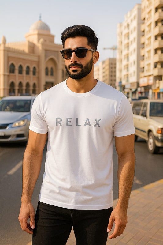 TOOFIT  trendy printed Men's Super Combed Cotton Rich Solid  Round Neck Regular Fit Half Sleeve T-Shirt WHITE COLOR