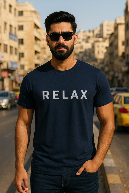 TOOFIT  trendy printed Men's Super Combed Cotton Rich Solid  Round Neck Regular Fit Half Sleeve T-Shirt NEVI BLUE