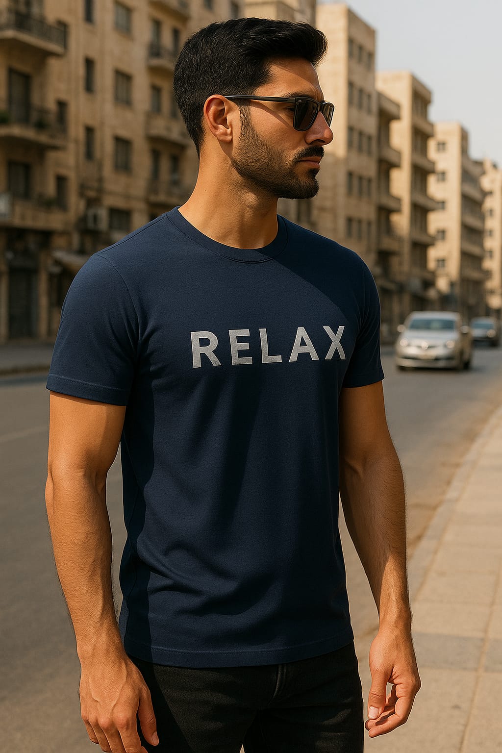 TOOFIT  trendy printed Men's Super Combed Cotton Rich Solid  Round Neck Regular Fit Half Sleeve T-Shirt NEVI BLUE